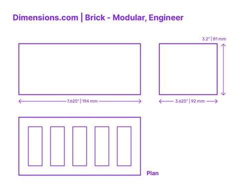 Brick - Standard (USA) Dimensions & Drawings | Dimensions.com