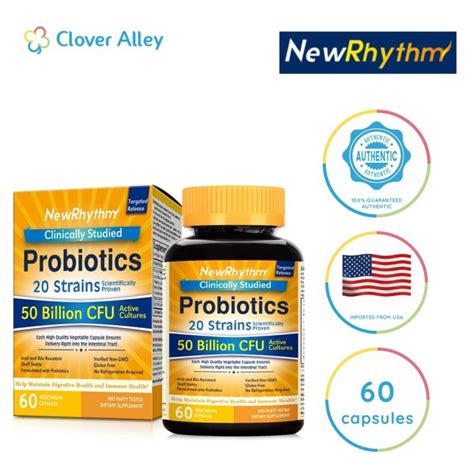 Newrhythm Probiotics 50 Billion Cfu 20 Strains 60 Veggie Capsules