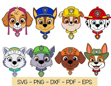 Paw Patrol Heads Svg Clipart Png For Cricut Bundle Etsy