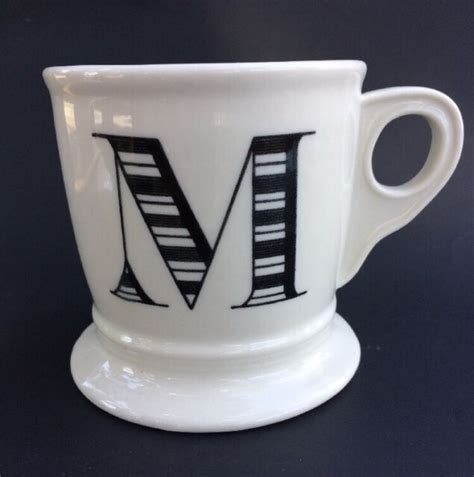 Anthropologie Initial M Black Monogram Coffee Tea Mug Cup Shaving Style