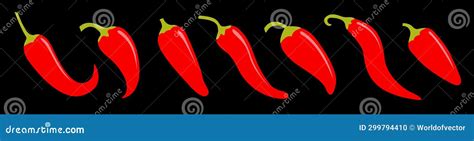 Hot Chili Pepper Icon Set Fresh Red Chili Cayenne Peppers Hot Food Spices Line Banner Flat