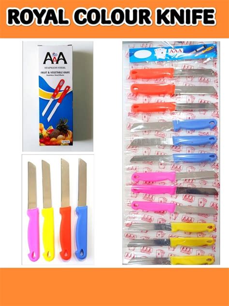 Aaa Stainless Steel And Plastic Royal Colour Kitchen Knives For