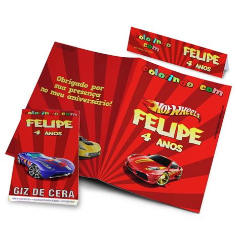 Kit Colorir Revistinha E Giz De Cera Hot Wheels X Elo