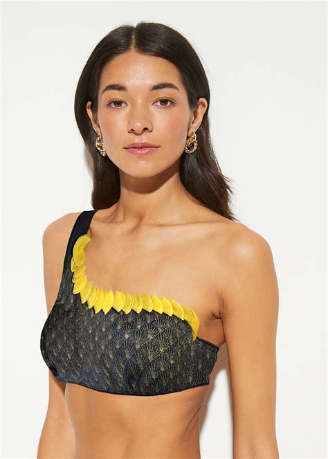 Ekskluzywne bikini 2 części z biustonoszem one shoulder z poliamidu z recyklingu cena 169