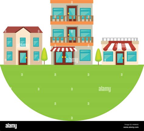 Nice Neighborhood Street Icon Vector Illustration Design Stock Vector