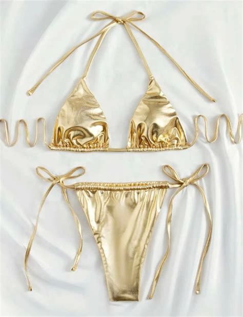 Metallic Gold Bikini Set Etsy