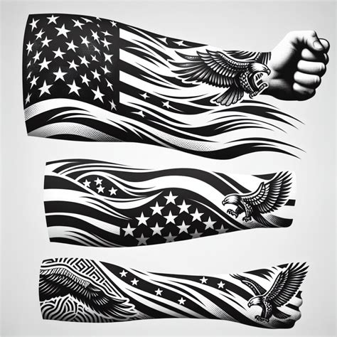 American Flag Forearm Tattoo Stencil Design For Tattoo Artists