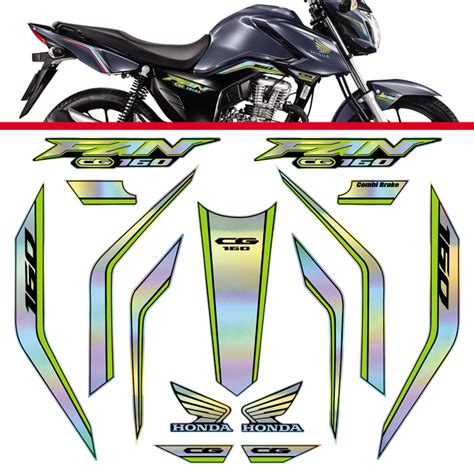 Kit Holográfico para Moto Honda CG Fan 160 anos 2023 a 2024 VERDE