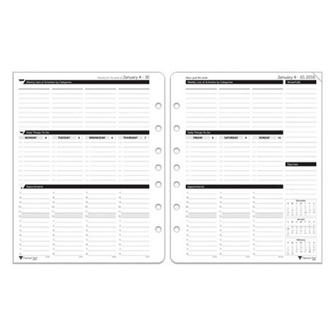 Planner Pads Loose Leaf Organizer Black Ink Style Personal Size