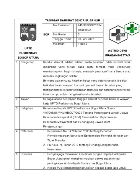 Sop Tanggap Darurat Bencana Banjir Pdf