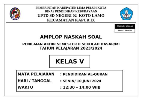 Cover Amplop Ujian Pdf