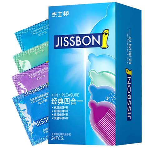 Jissbon 4 In 1 Pleasure Condom For Men 24pcs Ultra Thin Latex Super