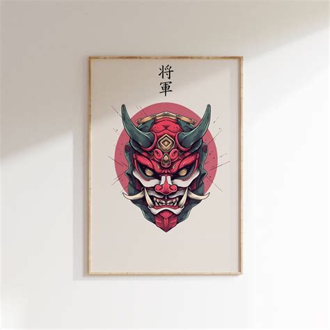 Set of 3, Shogun Mask Art, Japanese Shogun Art, Japanese Poster ...