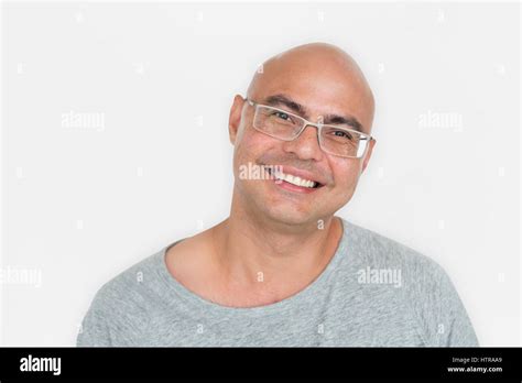 Bald Man Smiling Happiness Portrait Stock Photo Alamy