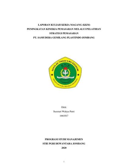 Laporan Kuliah Kerja Magang Kkm Peningkatan Kinerja Pemasaran Melalui