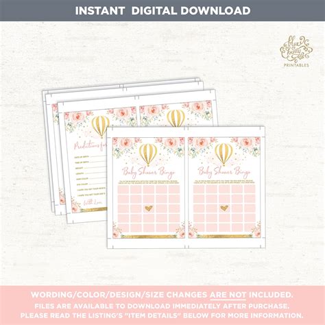 Hot Air Balloon Baby Shower GAMES PACKAGE 8x Pink And Gold Etsy