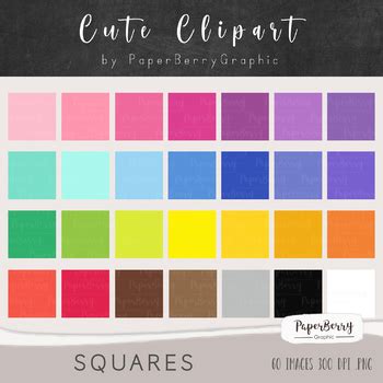 SQUARES 2D Shapes Clipart Geometry Clip Art By PaperBerryGraphic