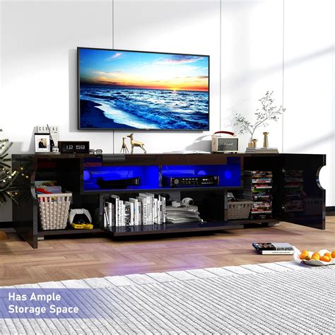 ChVans LED TV Stand for 65/70/75 inch TV, Modern High Glossy TV ...