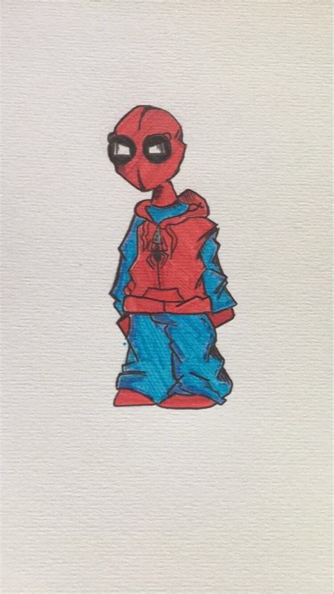 A Drawing Of A Person Wearing A Spiderman Costume