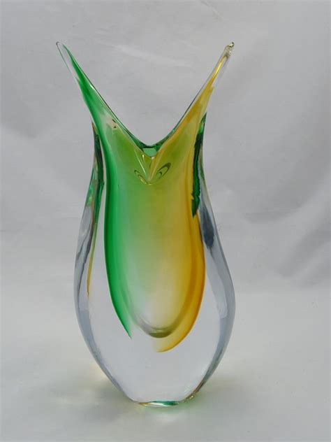 Murano Glass Vase Greenamber Murano Glass Murano Glass Ts Co