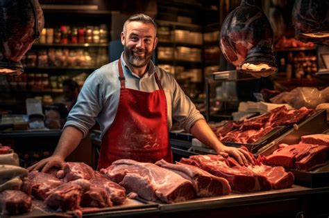 Premium AI Image | a butcher in a traditional butcher shop expertly ...