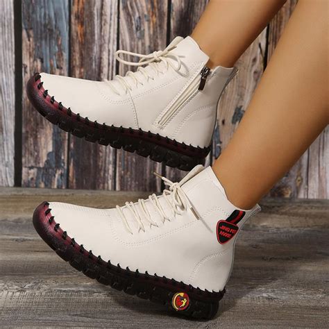 Осень и зима, новые большие ботинки в винтажном стиле, женская ...