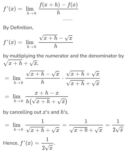 Find The Derivative Of Root X Using First Principle