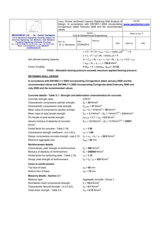 Sachpazis Pocket Reinforced Masonry Retaining Wall Analysis