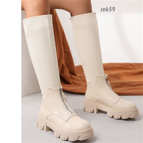 Bota Ca A Larga Beige Suela Cm Cm Incanta Shoes