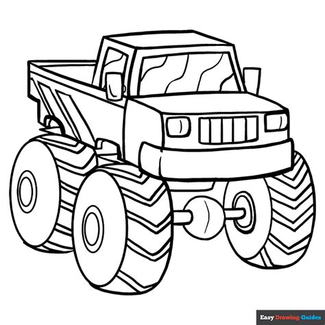 Monster Truck Coloring Page | Easy Drawing Guides