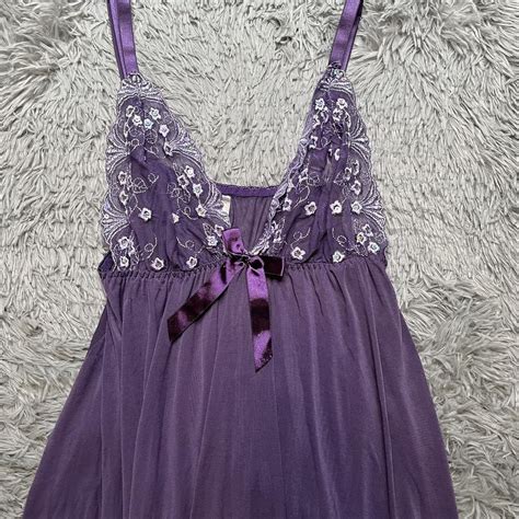 Sheer Lace Babydoll Lingerie Dress Purple Womens Depop