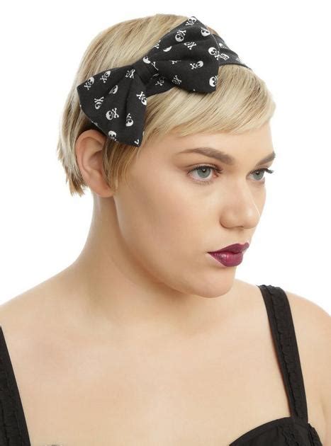 Blackheart Black And White Skull And Crossbones Stretch Bow Headband Set