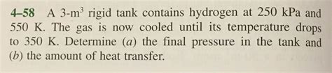 Solved Thermodynamics I A M Rigid Tank Contains Hydrogen Chegg