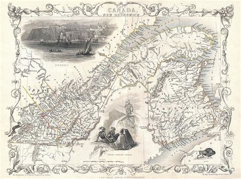 1850 Tallis Map Of East Canada Or Quebec And New Brunswick Photograph