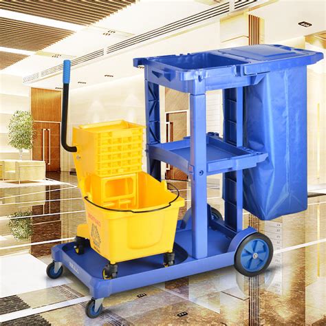Housekeeping Maid Cart Trolley Janitor Cart Cleaning Service Trolley