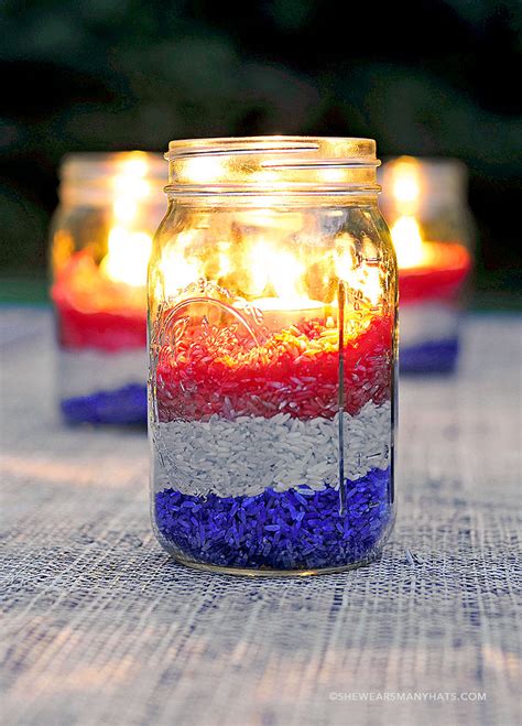 Red White Blue Mason Jars Mason Jar Crafts Love