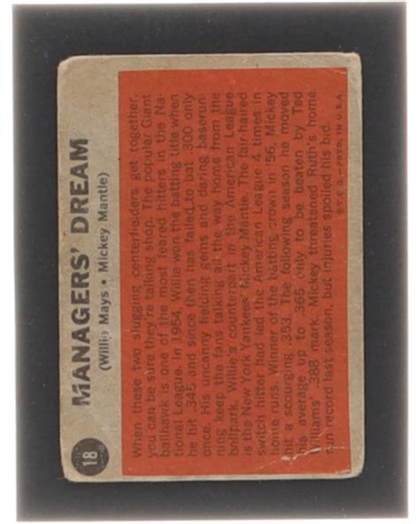 Mickey Mantle Willie Mays Topps Managers Dream Pristine