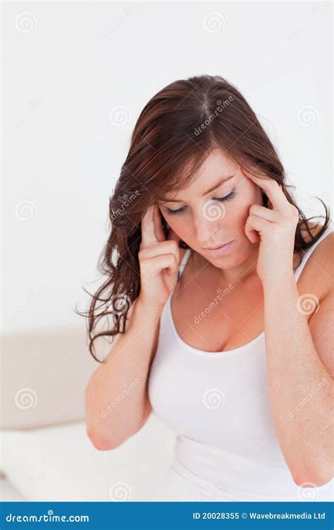 Beautiful Brunette Woman Having A Headache Stock Image Image Of