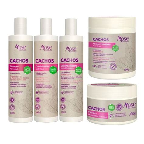 Kit Apse Cachos Shampoo Condicionador Gelatina Masc Ativador Kit