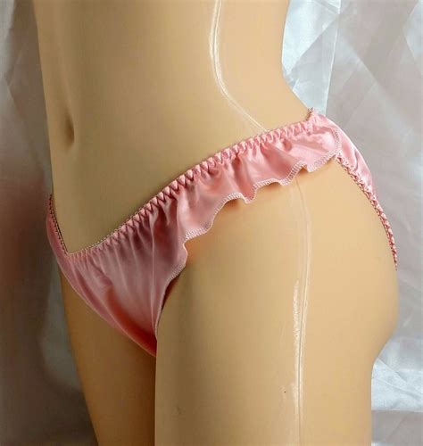 Coral Satin Flutter Bikini Panties Gem