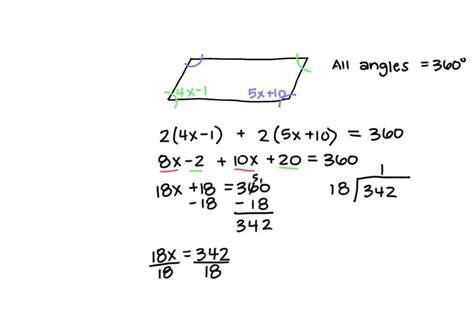 Solved Two Adjacent Angles Of A Parallelogram Are 4x 1 And 5x 10 Find The Angles Of The