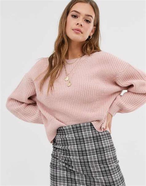 New Look Rib Crew Neck Jumper In Pink Asos