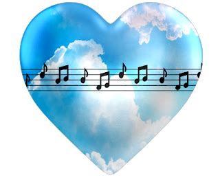 A Heart Shaped With Musical Notes Floating In The Air On A Cloud Filled