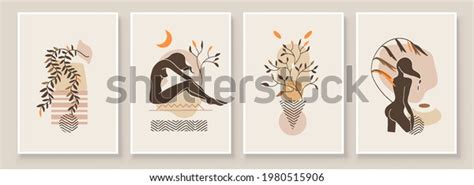 Abstract Composition Art Nude Woman Leaves Stock Vector Royalty Free Shutterstock