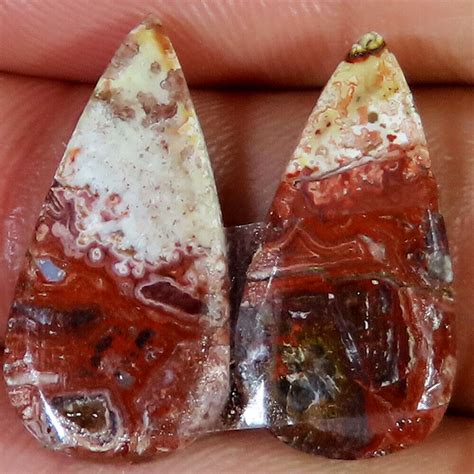 Natural CRAZY LACE AGATE Pair Pear Shape Loose Gemstone 20 95 Cts