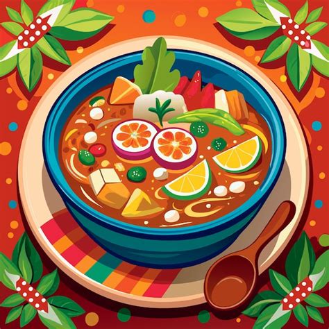 Premium Vector Pozole Mexican Food Color Vector