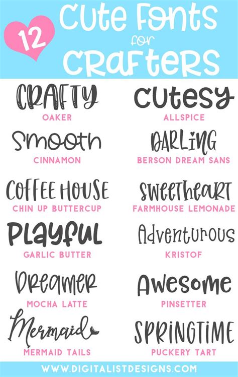 12 Adorably Cute Fonts for Crafters - DigitalistDesigns | Cute fonts, Cricut fonts, Lettering fonts