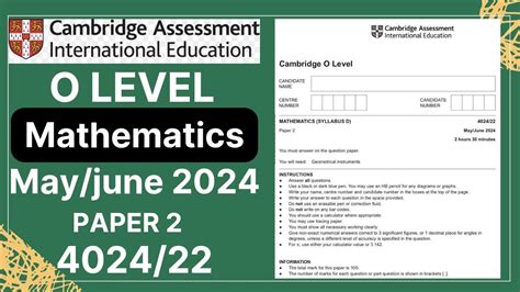 O Level Maths D Paper 2 Mayjune 2024 402422 Solved Youtube