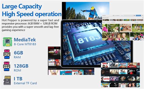 Amazon Hot Pepper Android 12 Tablet 1TB Expand Tablet 10 1 Inch Octa Core Processor With