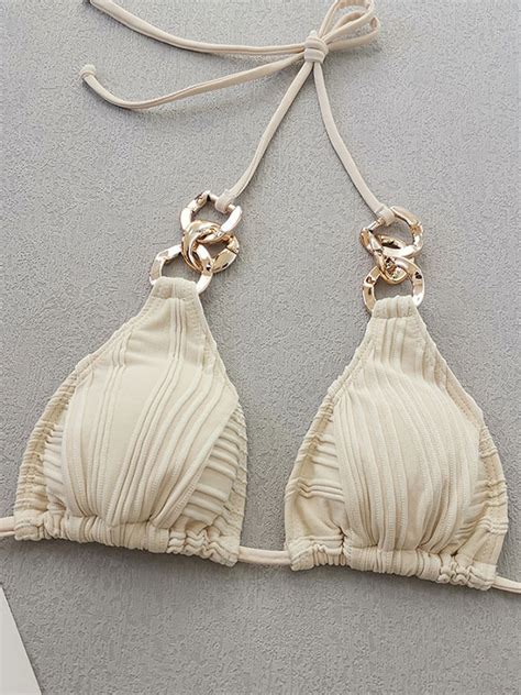 Maillot De Bain Bikini Femme Chaînes Blanches Maillots De Bain Été Plage Milanoo